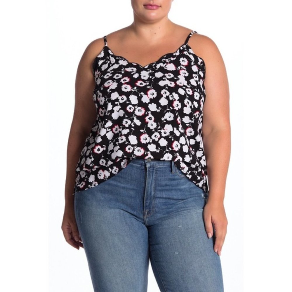 ELOQUII Floral Scalloped V-Neck Camisole Size 24W